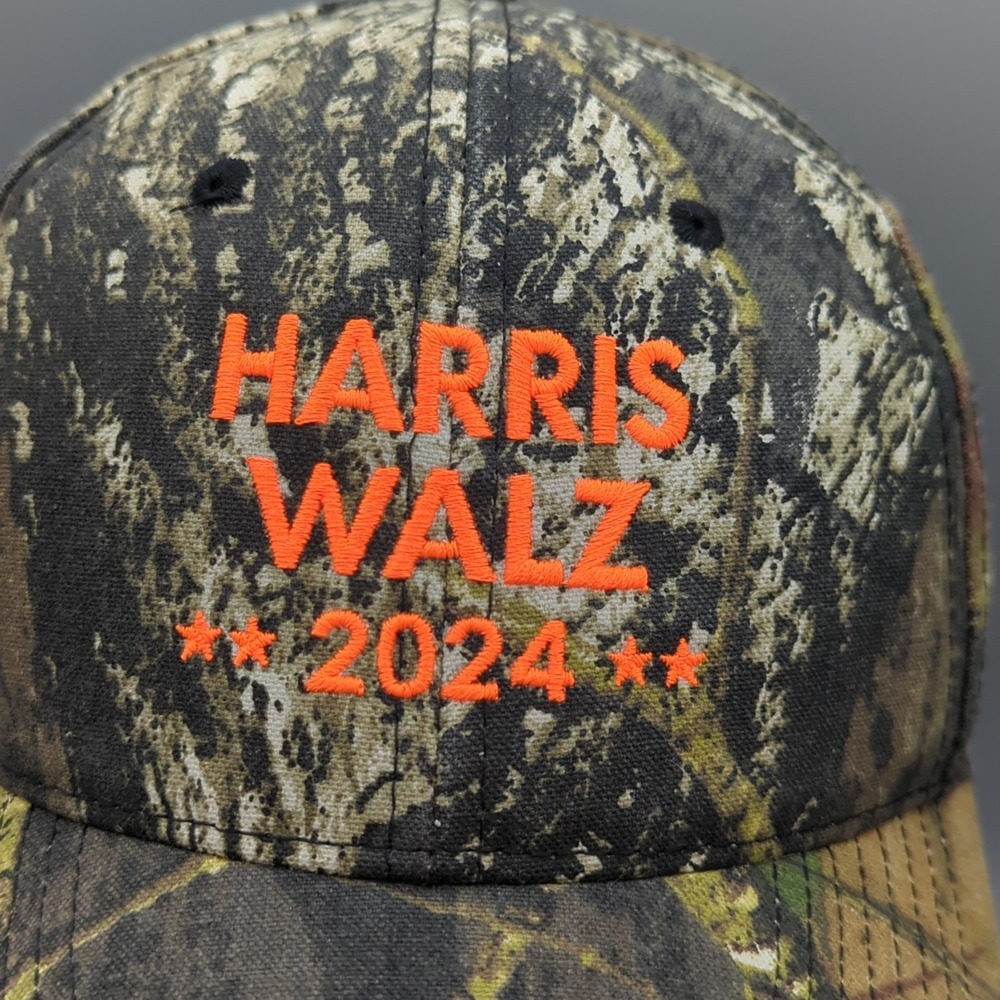 Harris Walz Embroidered Camo 2024 Hat Election campaign Mossy Oak Port Authority - Picture 2 of 11